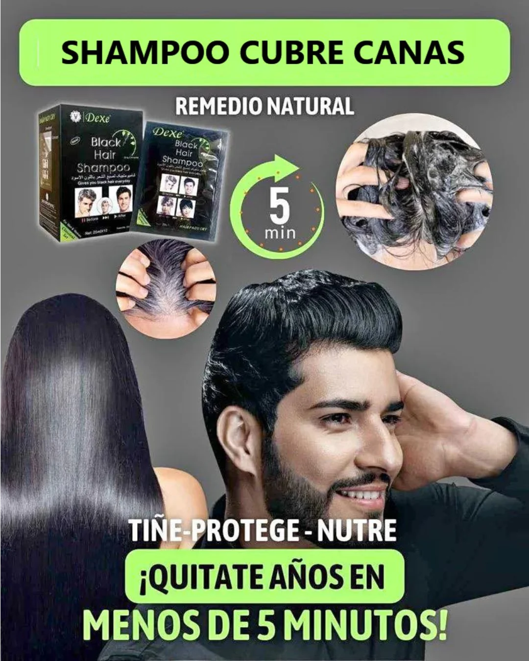 Shampoo Pinta Canas Negro - Caja 25ml X10 Sobres
